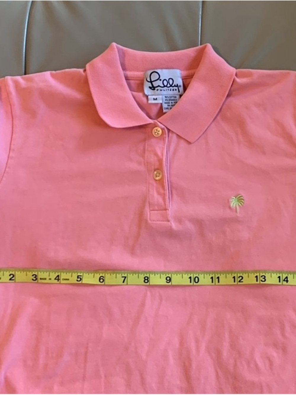 Lilly Pulitzer Coral Pink Polo with Palm Tree Embroidery